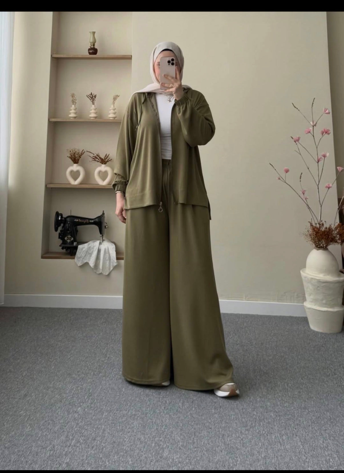 Olive Modest Two-Piece Suit