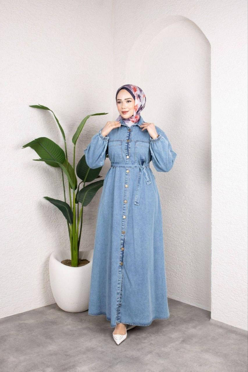 Light Blue Denim Abaya